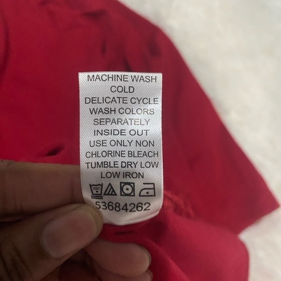 Roamans square neck /4 Sleeve Long T-Shirt Red Plus Size 1X 22/24 - Picture 8 of 8